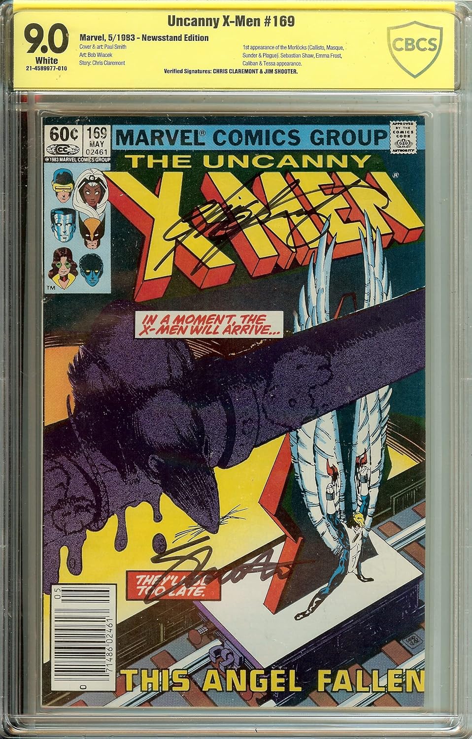 Uncanny X-Men #169 CBCS 9.0 signed Chris Claremont and Shooter