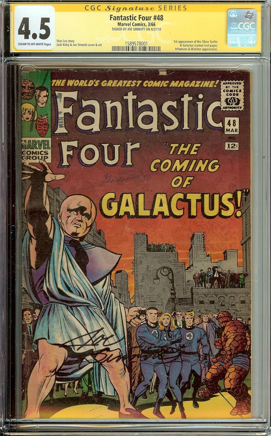 Fantastic Four #48 CGC 4.5 1st Silver Surfer Signed Joe Sinnott