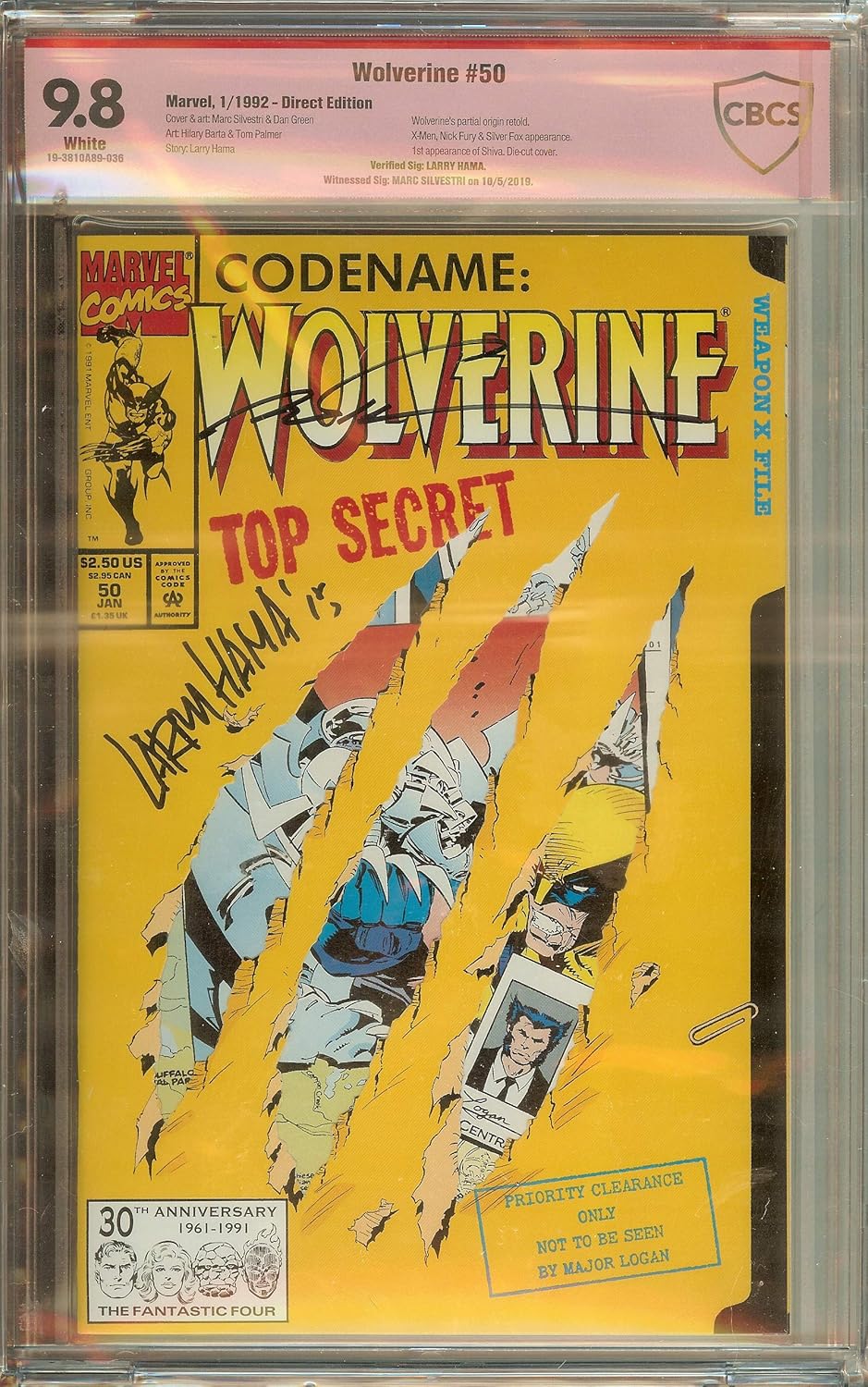 Wolverine #50 CBCS (not CGC) 9.8 Marc Silverstri Larry Hama