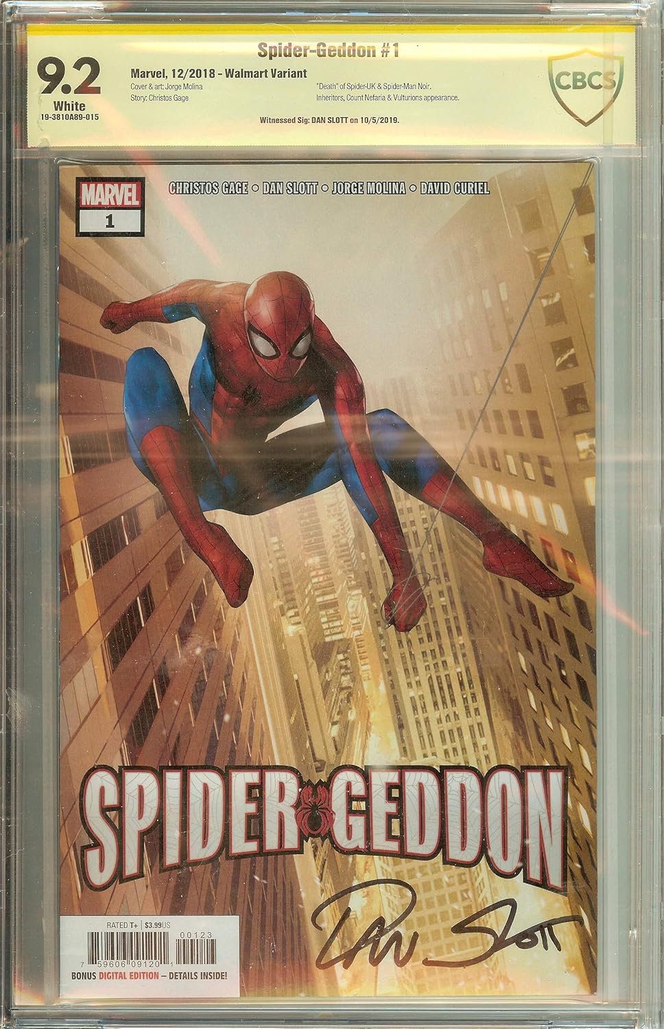 Spider-Geddon #1 Walmart Variant CBCS (not CGC) 9.2 Dan Slott