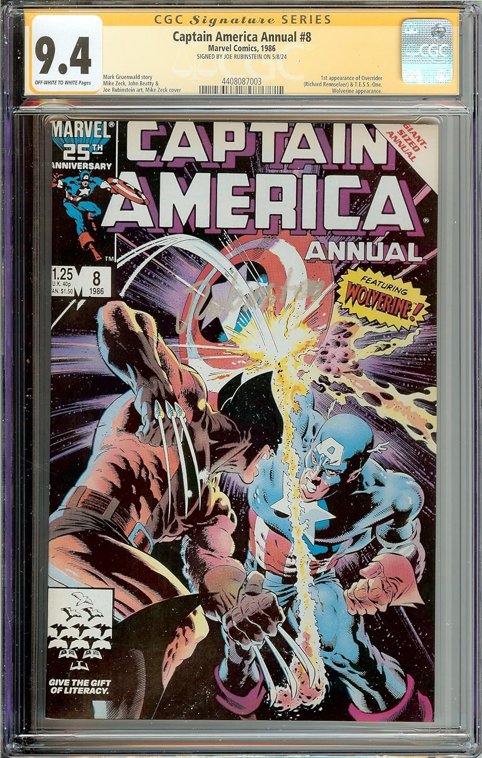 Captain America Annual #8 CGC 9.4 Signed Joe Rubinstein Wolverine Appearance