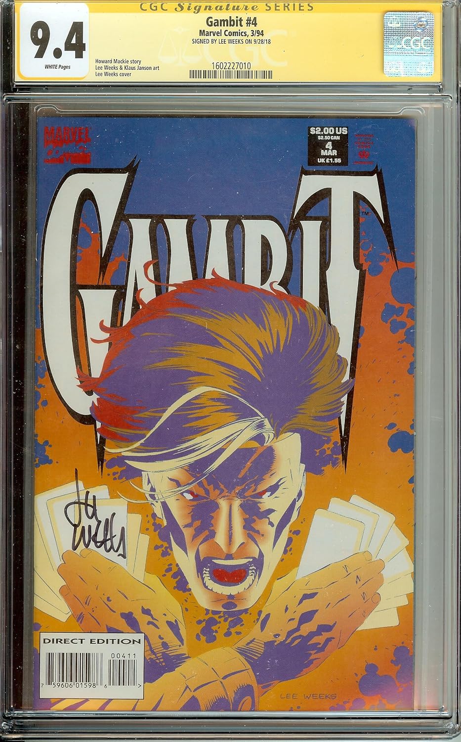 Gambit #4 Signed Chris Claremont CGC 9.4