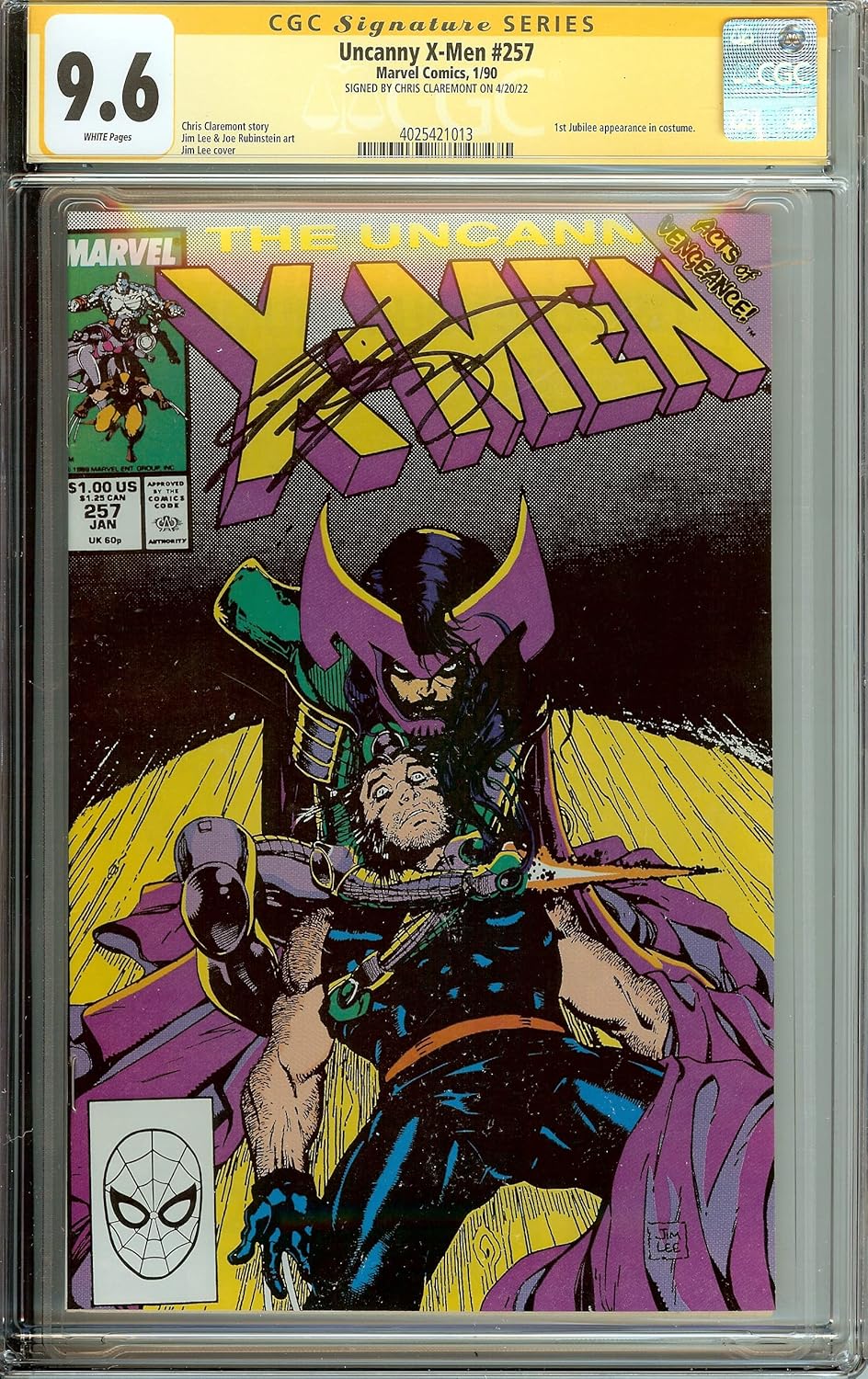Uncanny X-Men #257 Signed Chris Claremont CGC 9.6