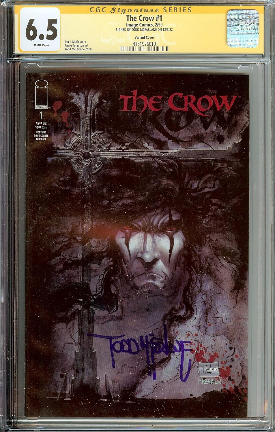 The Crow #1 Image Signed Todd McFarlane Variant Cover