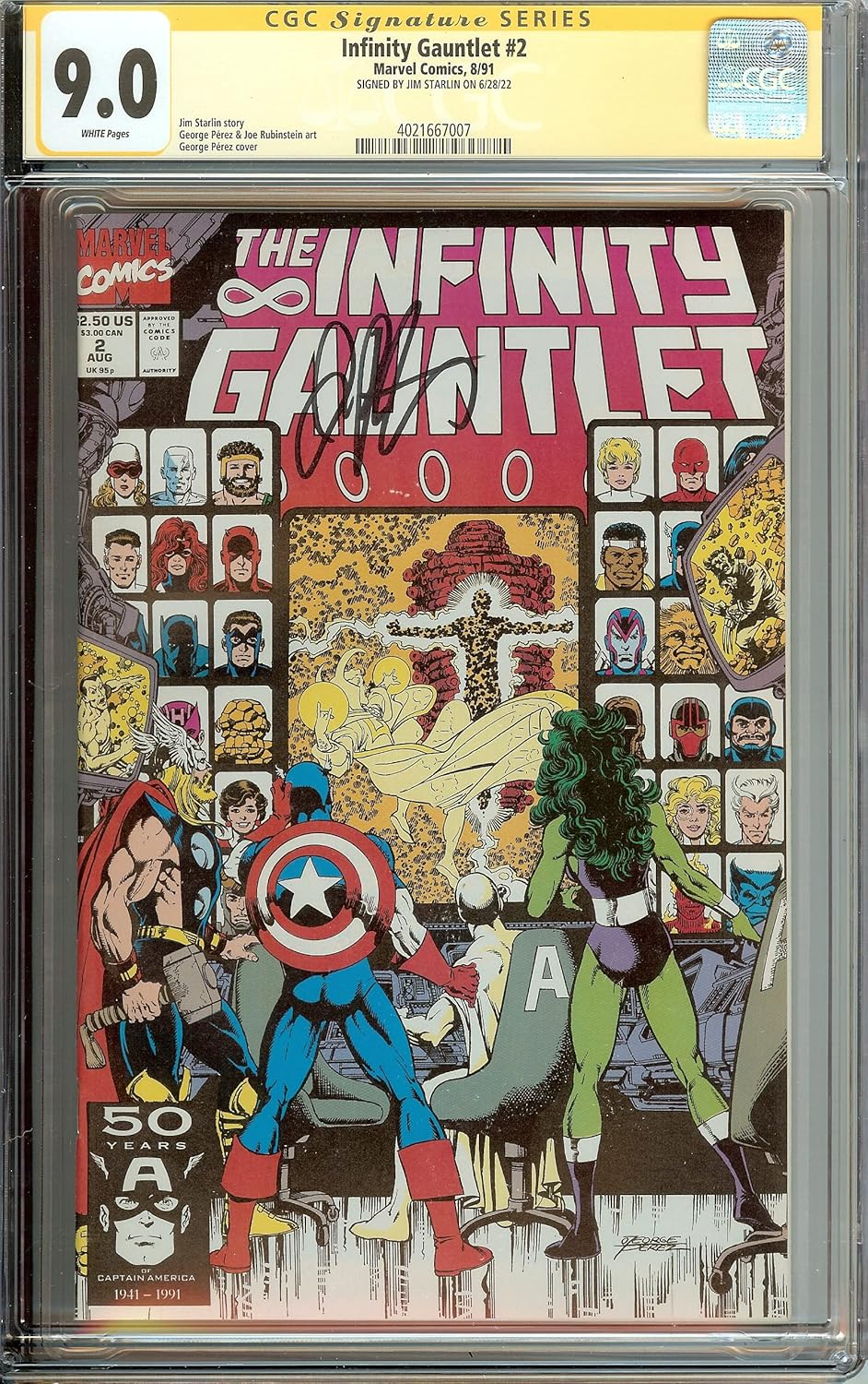 Infinity Gauntlet #4 Signed Jim Starlin CGC 9.0