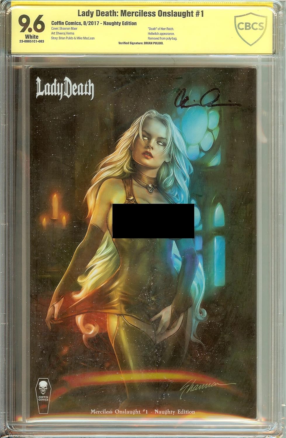 Lady Death Merciless Onslaught #1 Brian Pulido Signature Verified