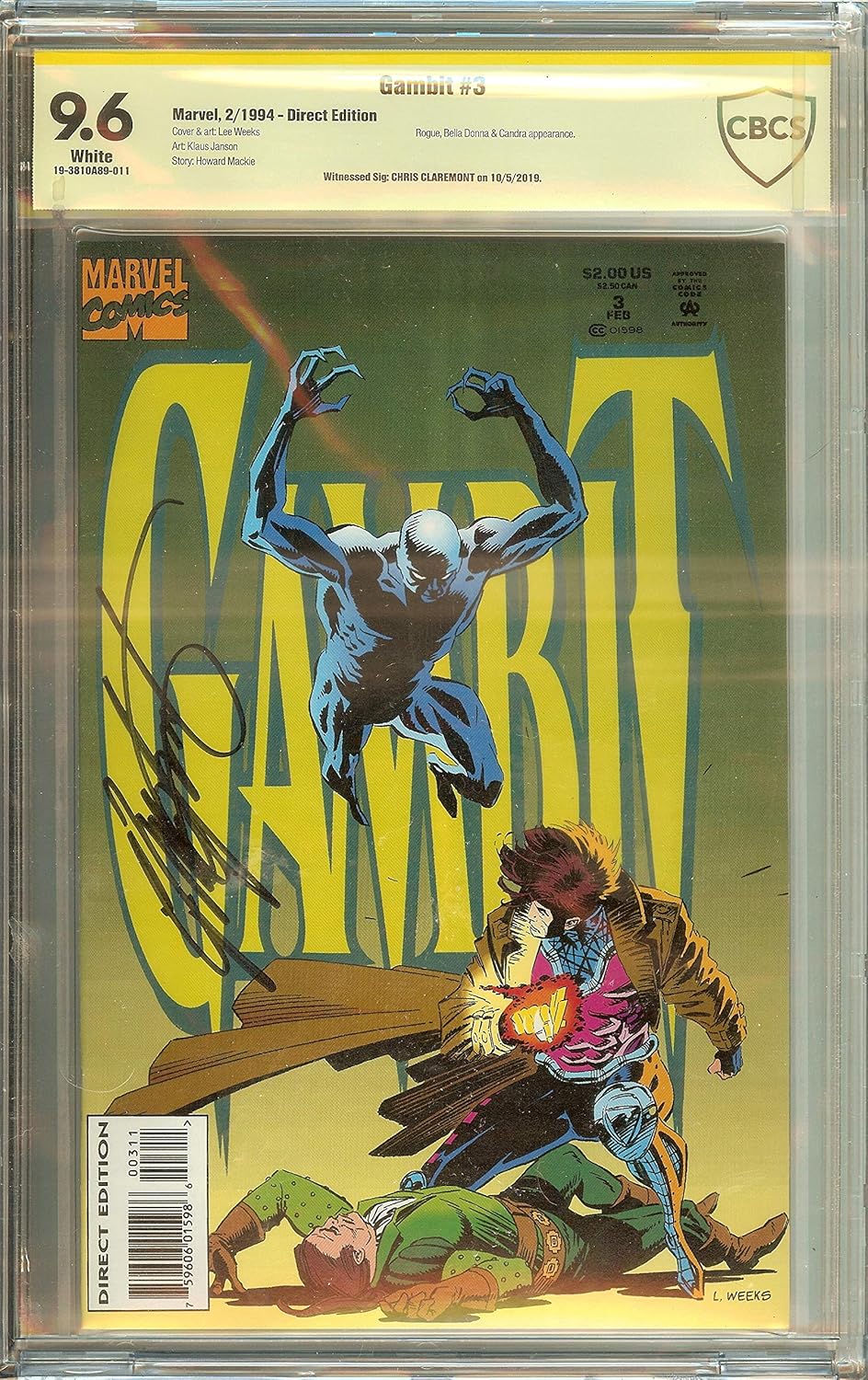 Gambit #3 Mini Series Chis Claremont CBCS (not CGC) 9.6