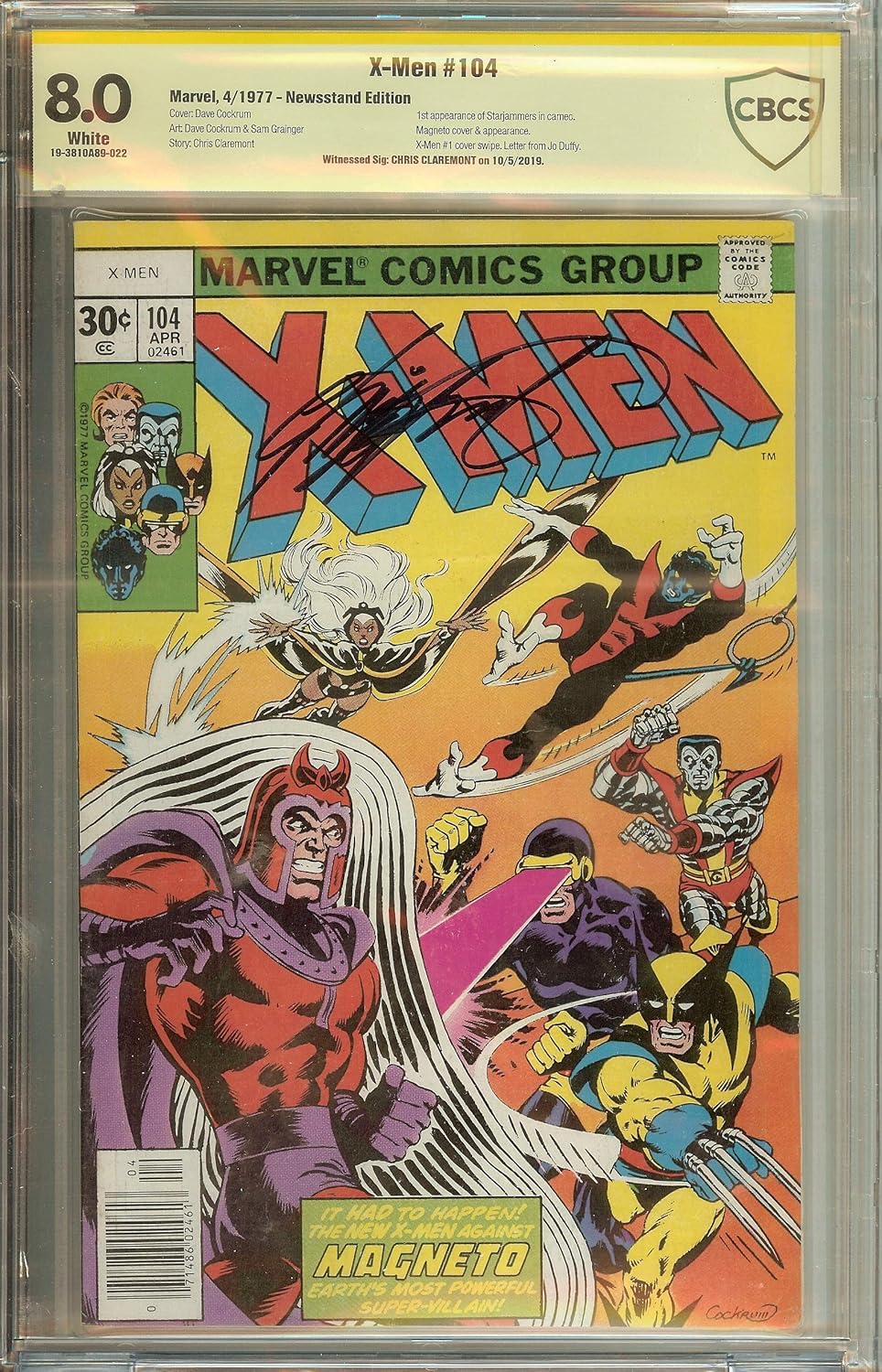 X-Men #104 Chis Claremont CBCS (not CGC) 8.0 1st Starjammers cameo