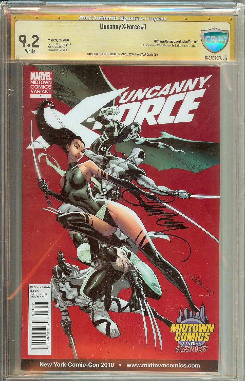 CBCS 9.2 CGC Uncanny X-Force Campbell Signed 1st App War and Famine