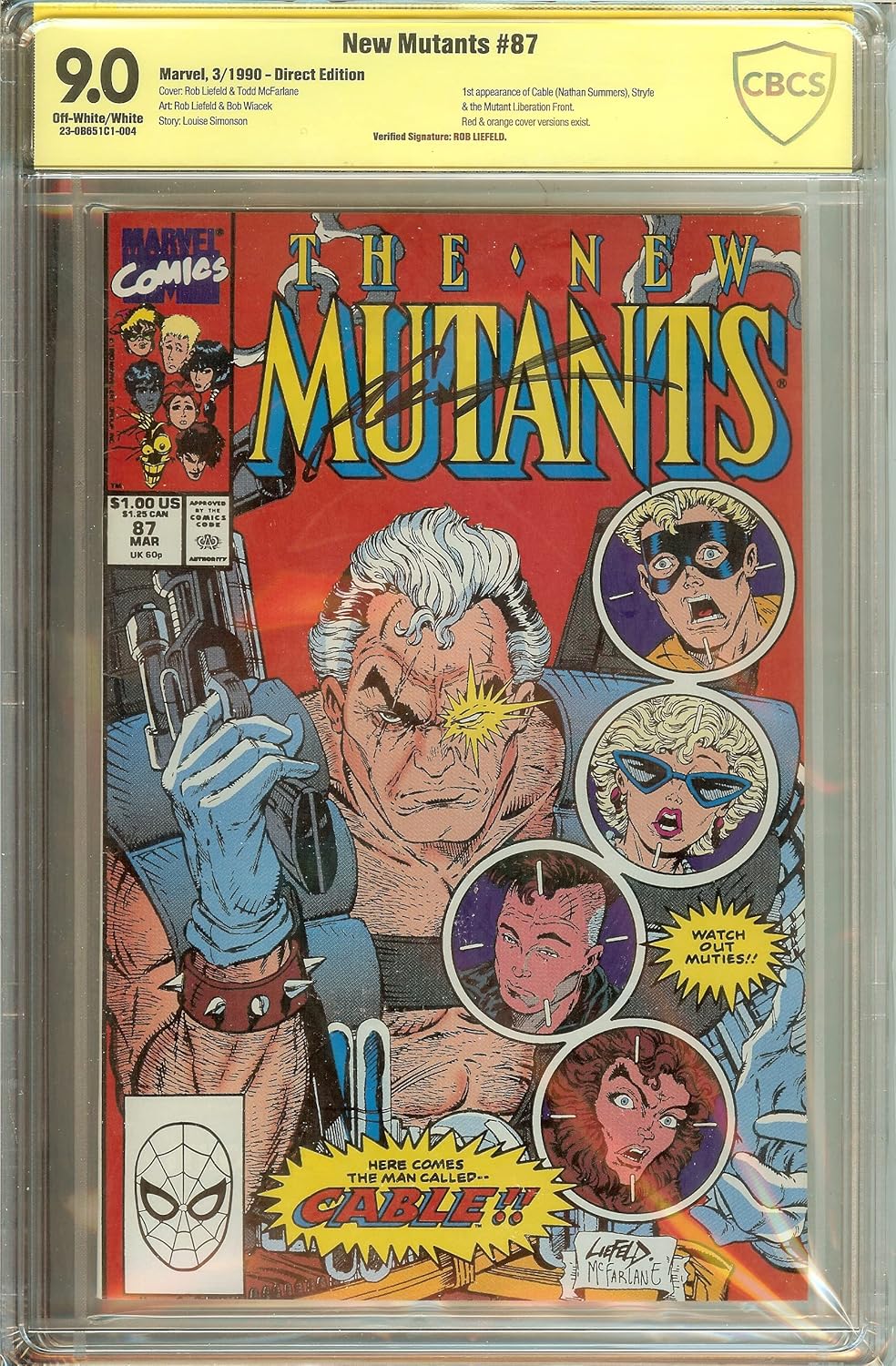 The New Mutants #87 1st Cable Signed Rob Liefeld Verified CBCS 9.0