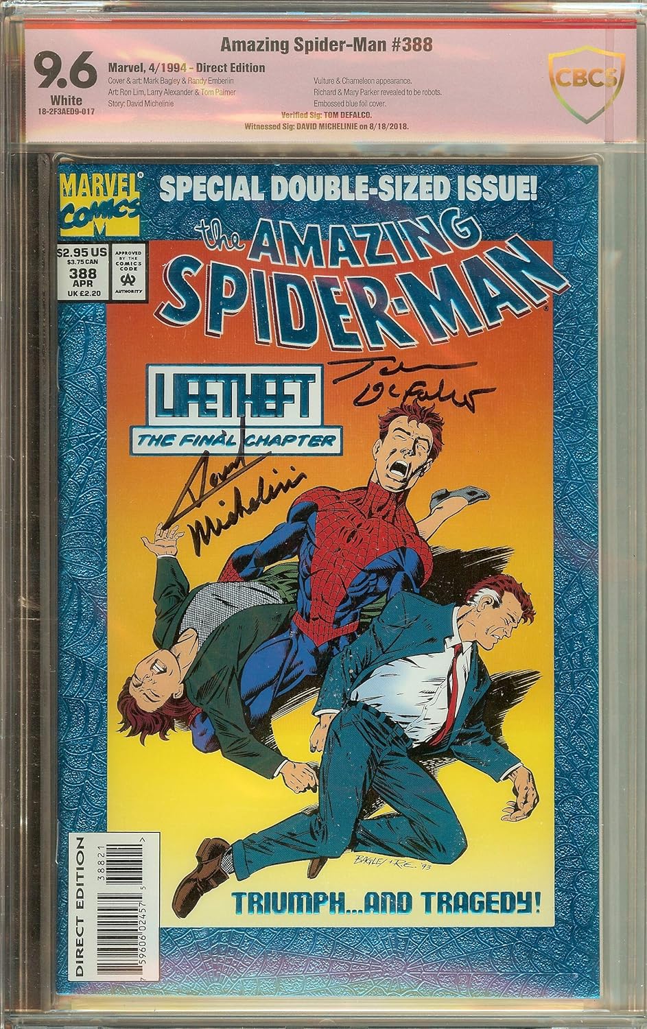 Amazing Spider-Man #388 Signed 2x David Micheline Tom Delfalco CBCS 9.6