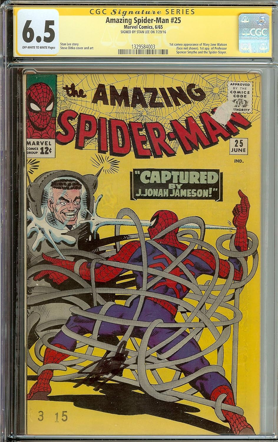🔥 Amazing Spider-Man #25 CGC 6.5 Signed Stan Lee 1st Mary Jane Watson 🔥