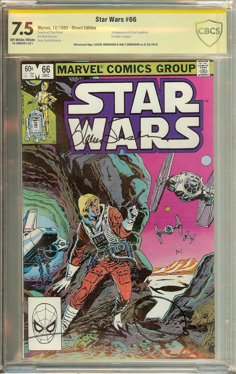 CBCS 7.5 Marvel Star Wars #66 Signed Walt and Louise Simonson