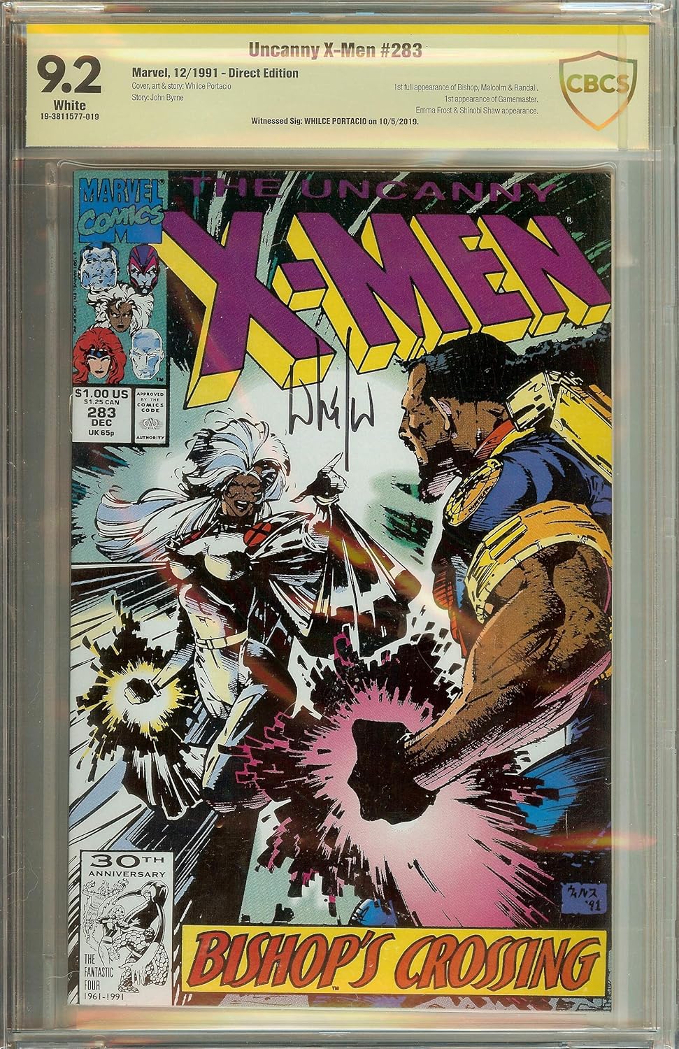 Uncanny X-Men #283 1st Full Bishop Gamemaster Whilce Portacio CGCS (not CGC) 9.2