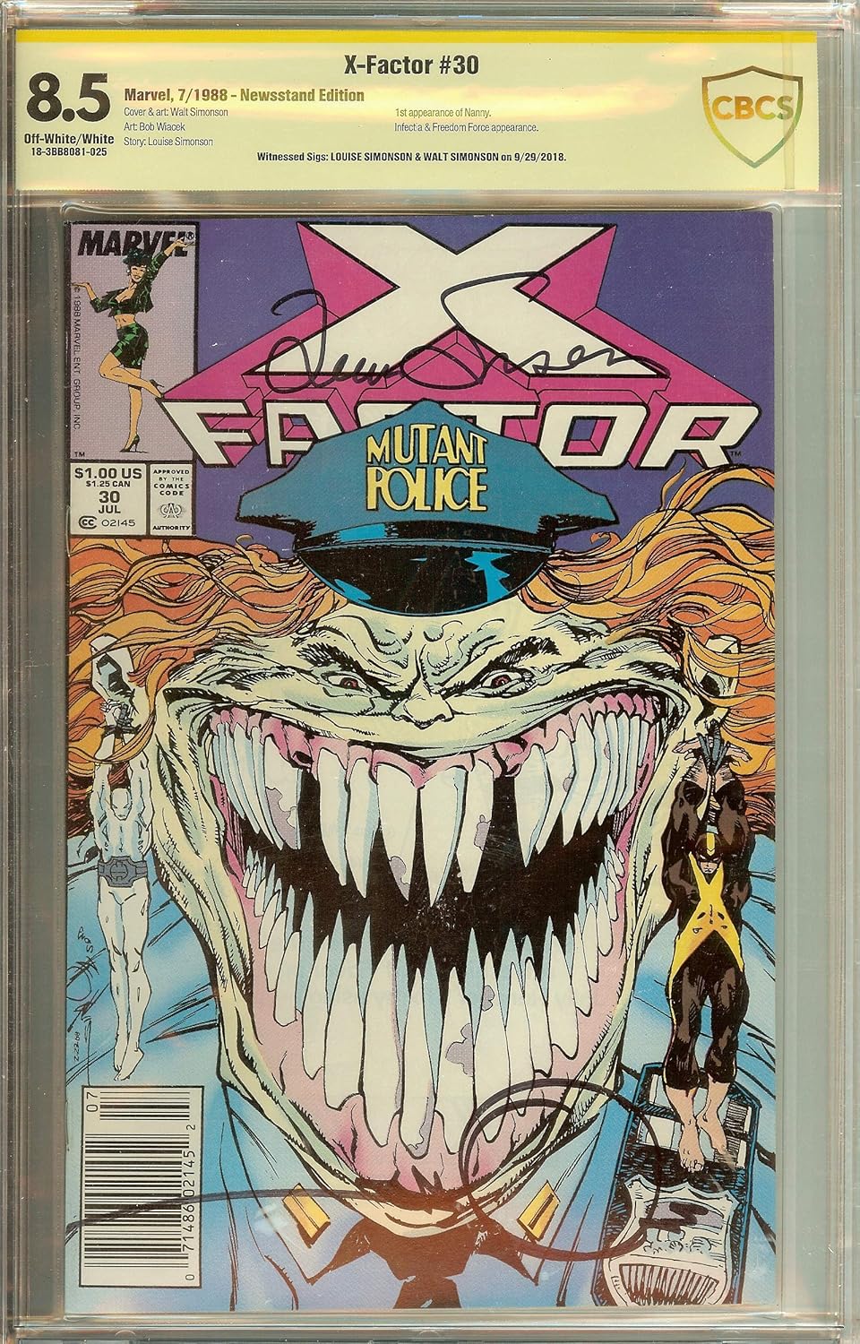 X-Factor #30 Newstand CBCS 8.5 (not CGC) Signed Walt Simonson X-Men