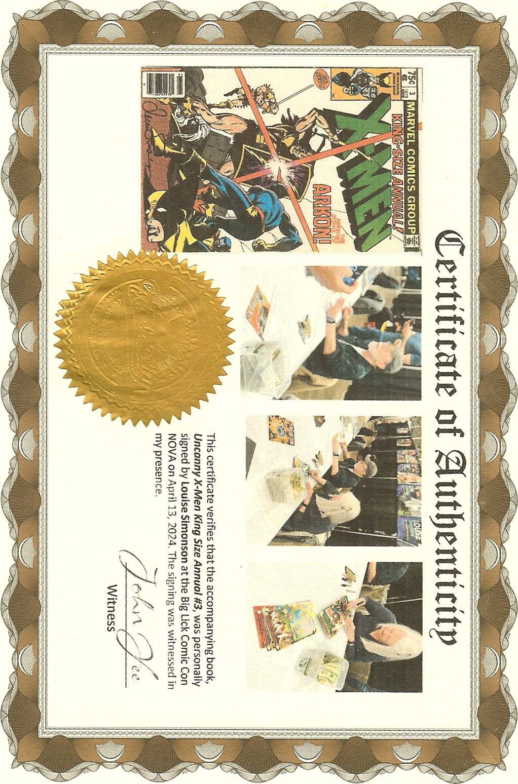 X-Men King-Size Annual #3 Signed Louise Simonson with COA