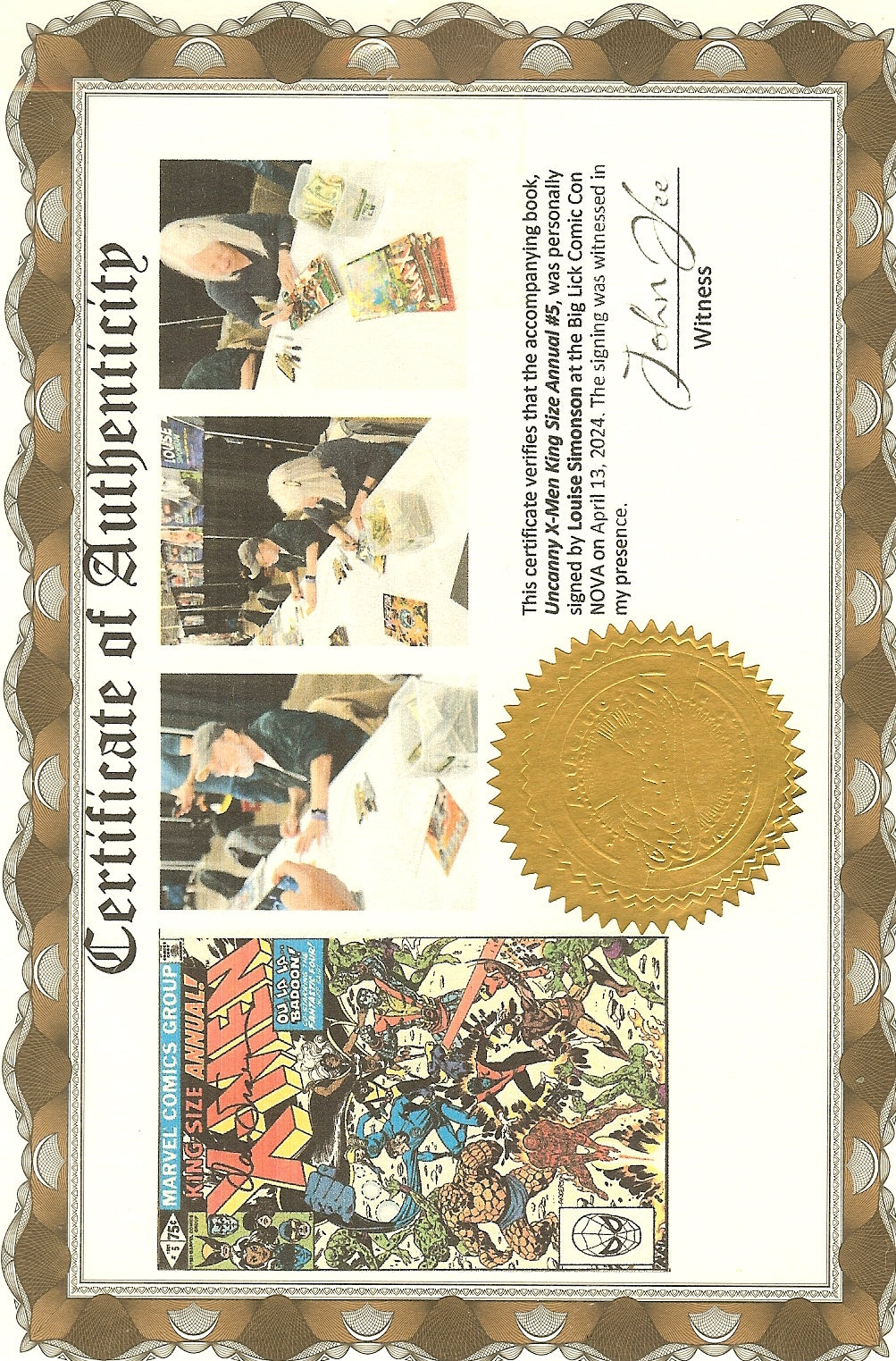 X-Men King-Size Annual #5 Signed Louise Simonson with COA