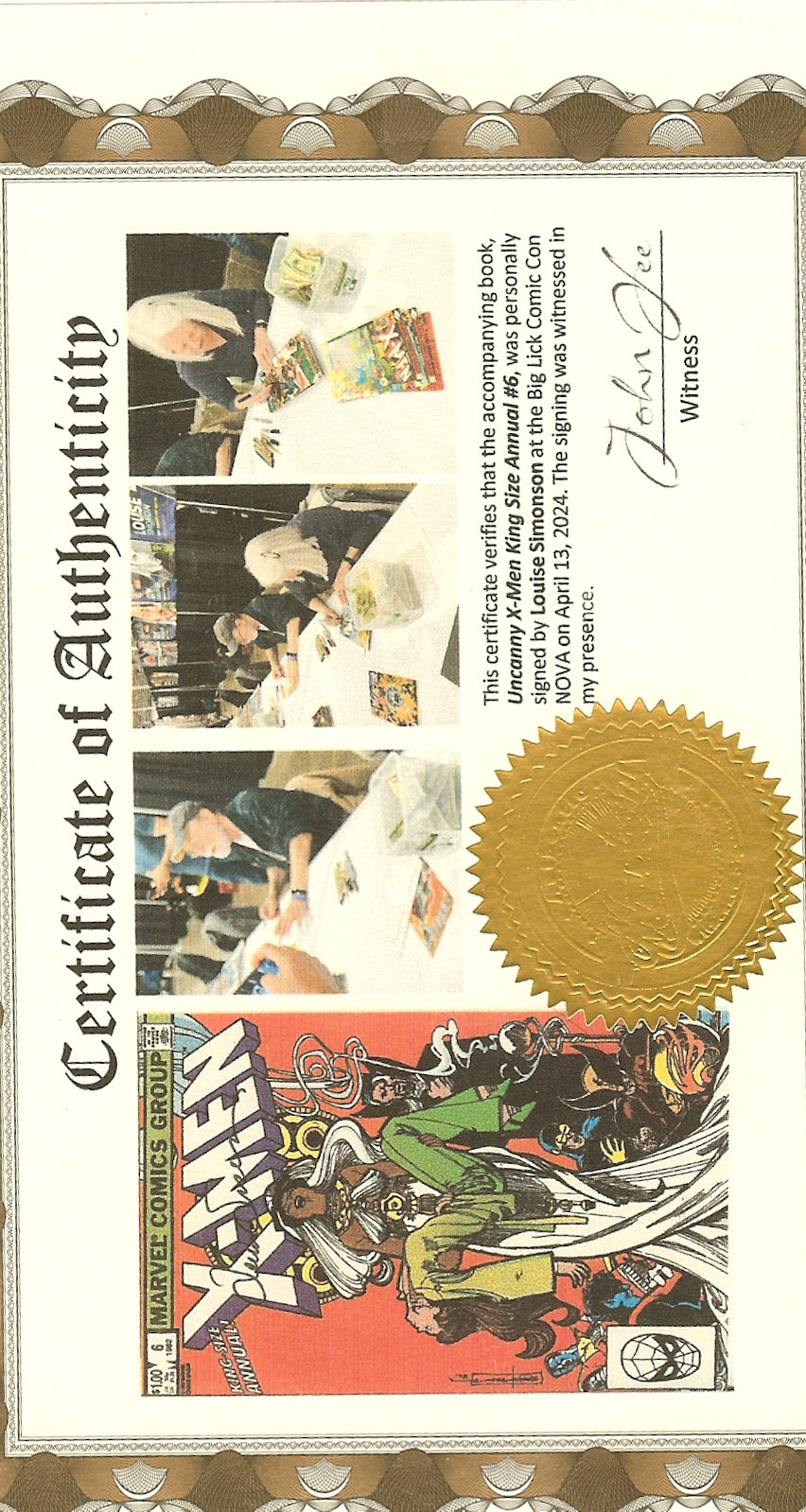 X-Men King-Size Annual #6 Signed Louise Simonson with COA