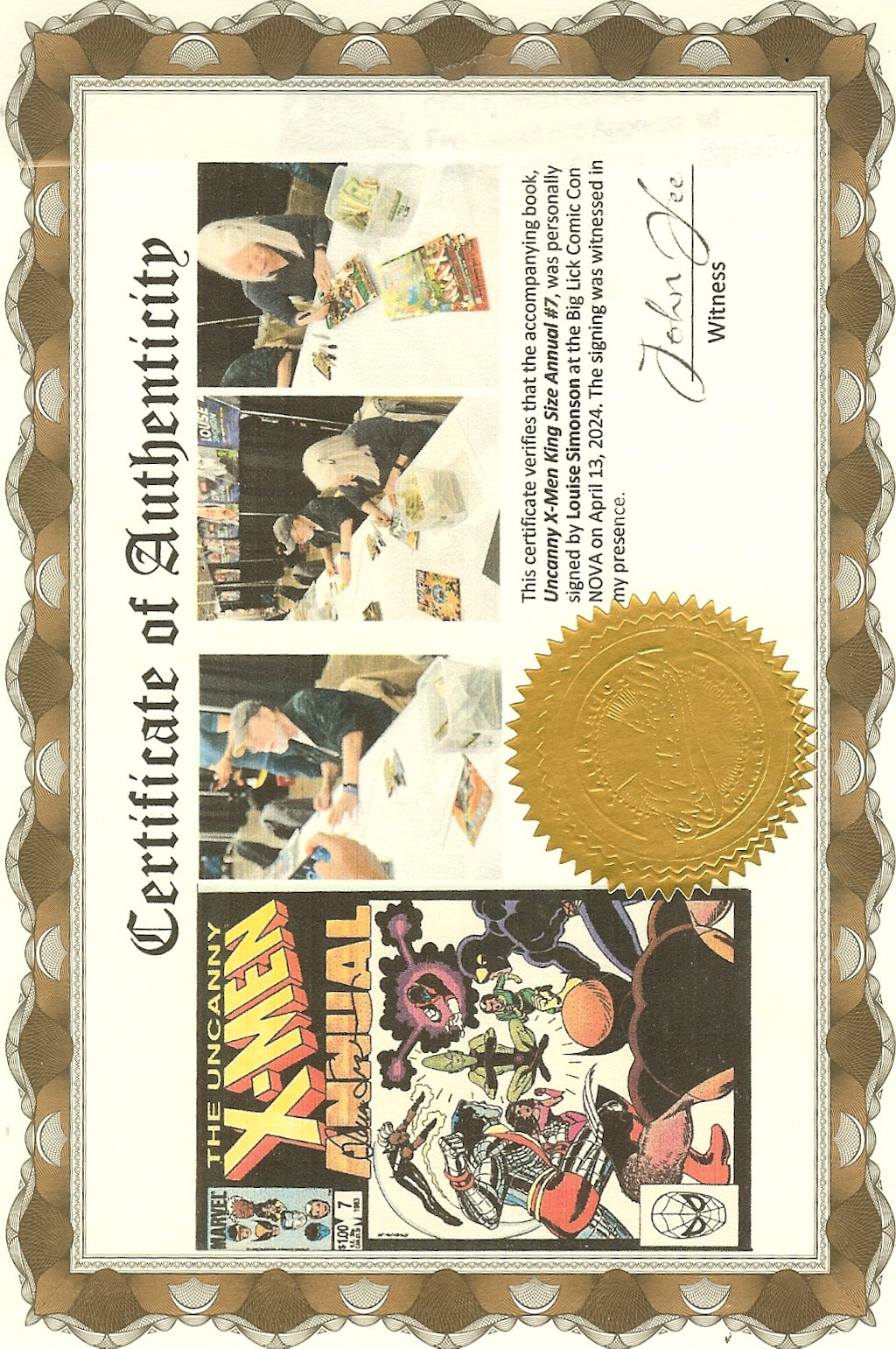 X-Men King-Size Annual #7 Signed Louise Simonson with COA