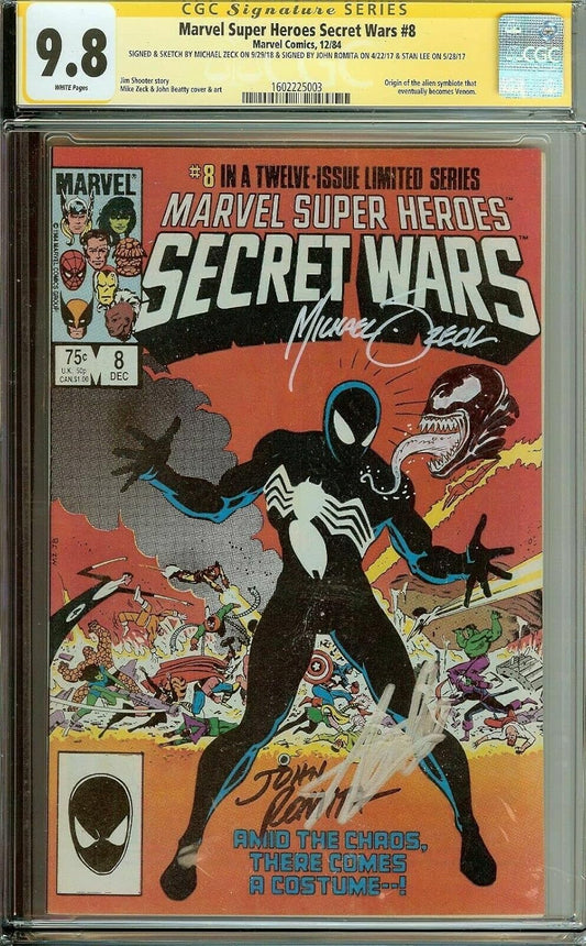 🔥 Secret Wars #8 CGC 9.8 Signed Stan Lee John Romita Mike Zeck 1st Venom Symbiote Suit 🔥