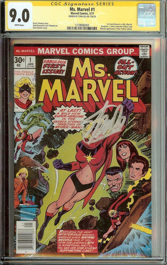 Ms. Marvel aka Captain Marvel CGC SS 9.0 Avengers Movie Signed Stan Lee