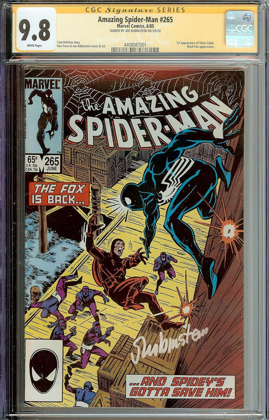 AMAZING SPIDER-MAN #265 1985 CGC 9.8 1ST SILVER SABLE SIGNED JOE RUBINSTEIN