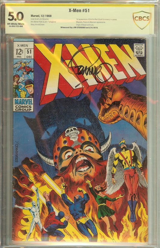 *SIGNED* X-Men #51 1st Erik The Red CBCS 5.0 (not CGC) Jim Steranko