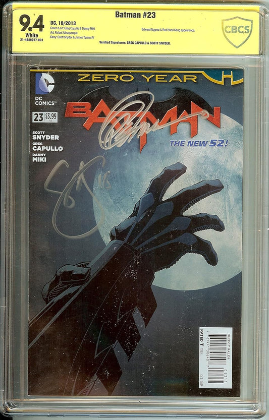 Autographed Batman #23 CBCS 9.4 Signed Snyder & Capullo