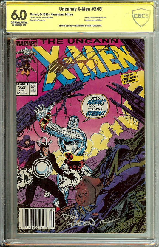 Uncanny X-Men #248 CBCS 6.0 Verfiied Signature Autographed by Chris Claremont and Dan Green