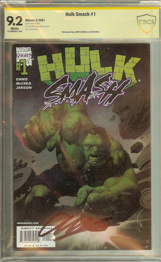 Hulk Smash #1 Signed Garth Ennis CGCS (not CGC) 9.2