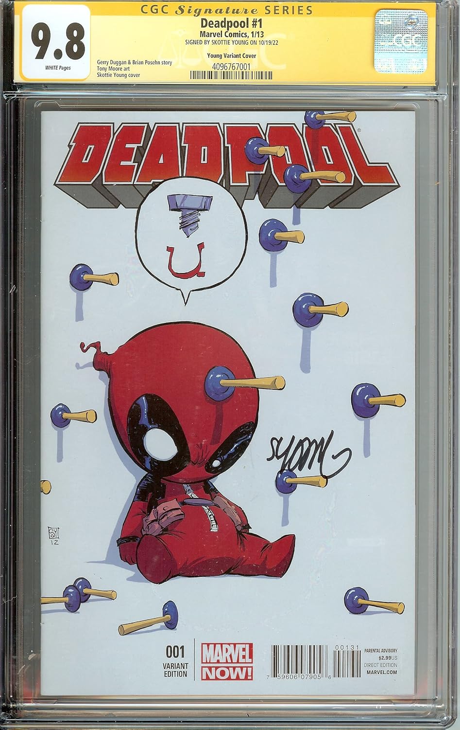 DeadPool #1  Signed Skottie Young CGC 9.8 Baby Variant