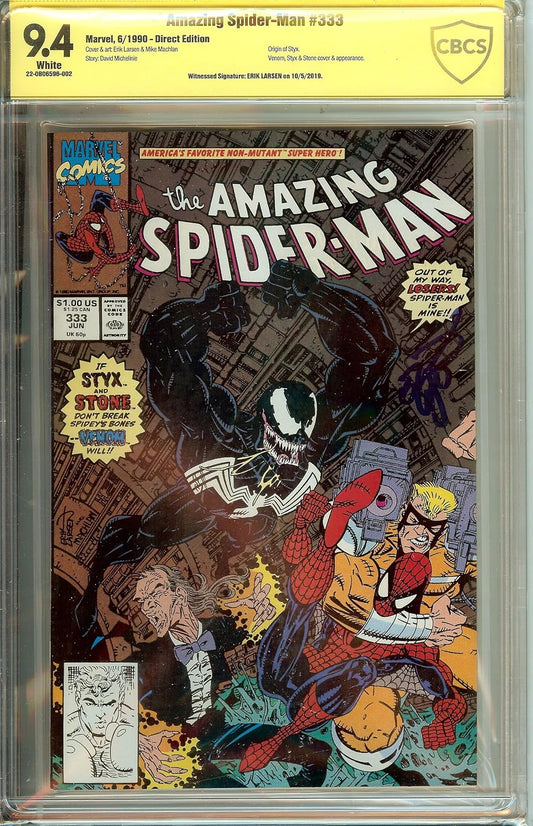Amazing Spider-Man #333 Signed Erik Larsen CBCS 9.4