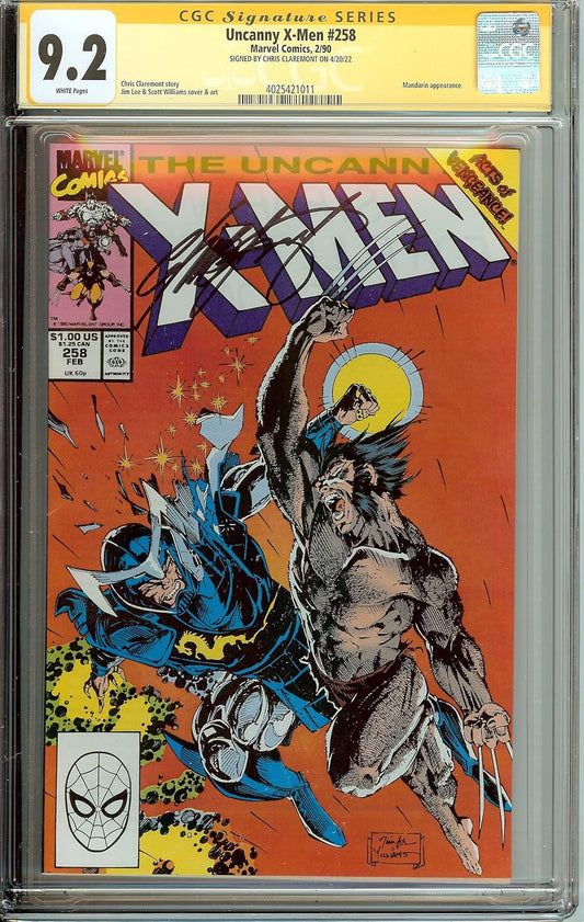 Uncanny X-Men #258 Signed Chris Claremont CGC 9.2