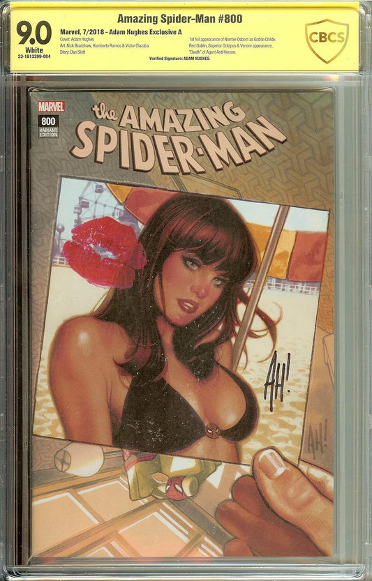 Autographed Amazing Spider-Man #800 💥 Signed Adam Hughes CBCS 9.0