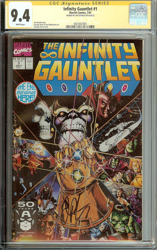 Infinity Gauntlet #1 Signed Jim Starlin 💥 CGC 9.4