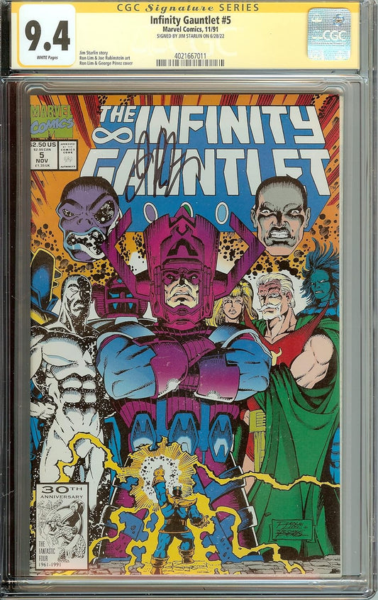 Infinity Gauntlet #5 Signed Jim Starlin CGC 9.4