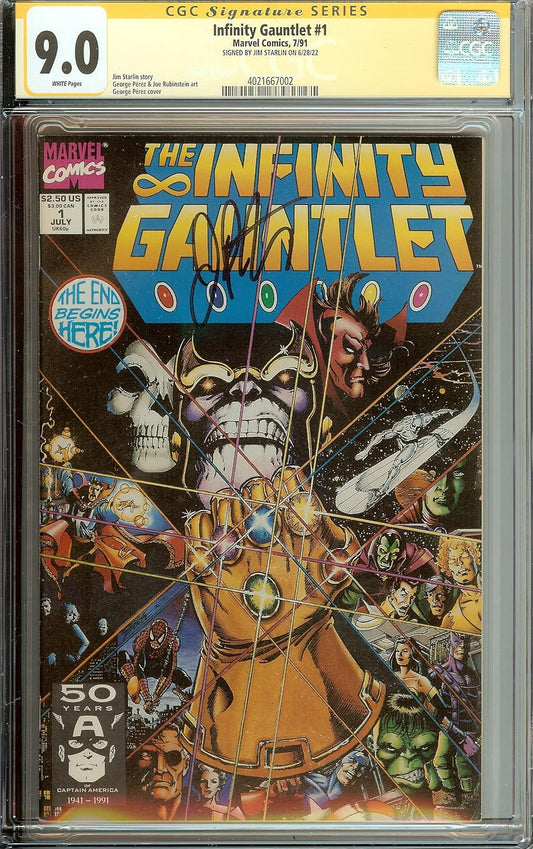 Infinity Gauntlet #1 Signed Jim Starlin CGC 9.0