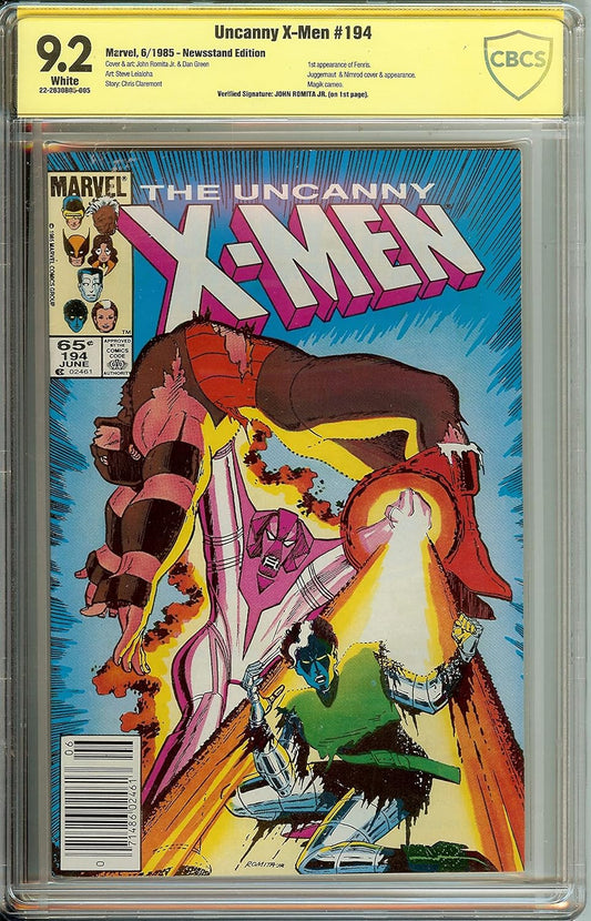 Uncanny X-Men #194 CBCS 9.2 signed John Romita Jr Verified