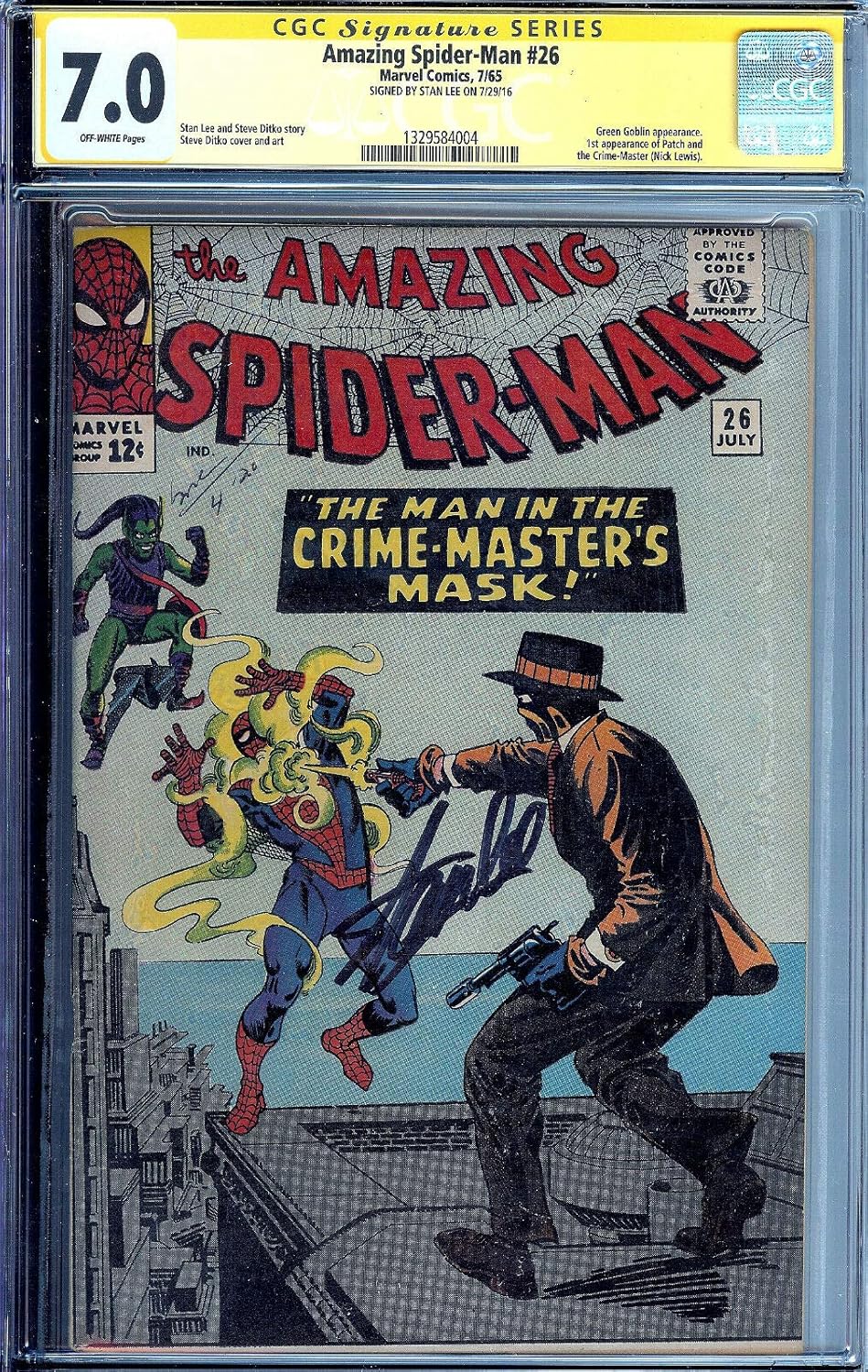*SIGNED* Amazing Spider-Man #26 1st Patch and Crime-Master Signed Stan Lee CGC 7.0