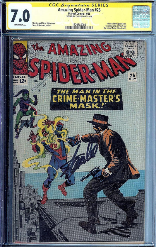 *SIGNED* Amazing Spider-Man #26 1st Patch and Crime-Master Signed Stan Lee CGC 7.0