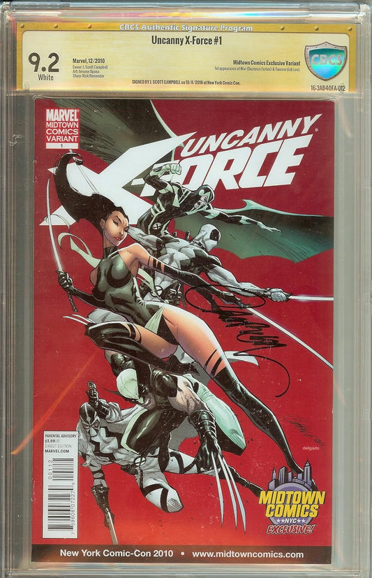 CBCS 9.2 CGC Uncanny X-Force Campbell Signed 1st App War and Famine