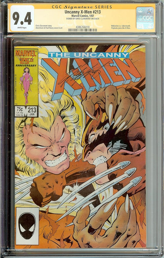 Uncanny X-Men #213 Signed Chris Claremont CGC 9.4