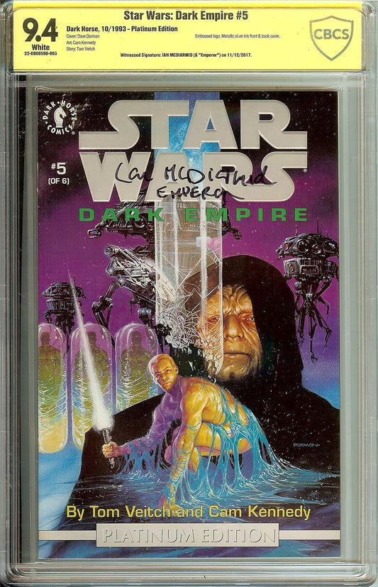 Star Wars Dark Empire #5 Platinum Signed Empiror Ian McDiarmid CBCS 9.4