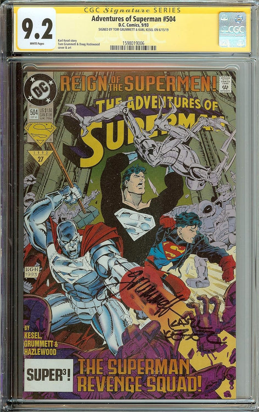 The Adventures of Superman #504 Reign of the Supermen CGC 9.2 Grummett Karl Kesel
