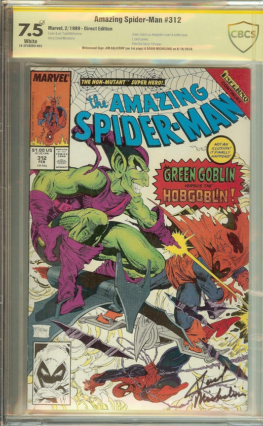 Autographed Amazing Spider-Man #315 CBCS 7.5 not CGC Signed Jim Salicrup and David Michelinie