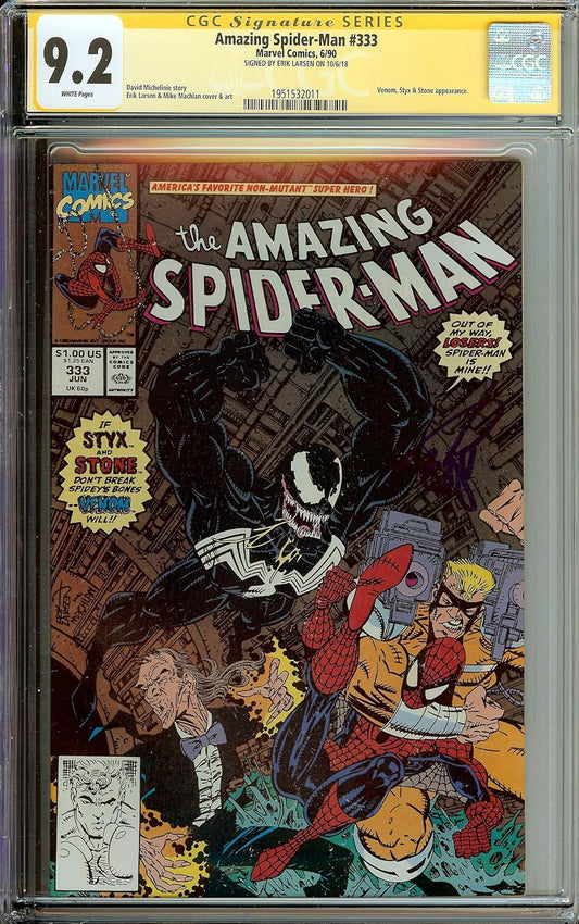 Autographed Amazing Spider-Man #333 CGC 9.2 Signed Erik Larsen