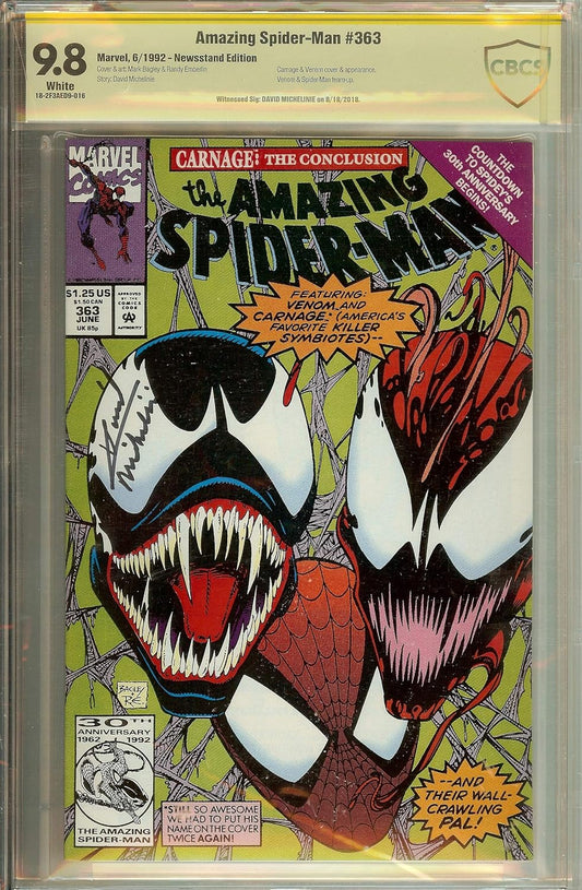 Amazing Spider-Man #363 CBCS 9.8 not CGC Signed David Michelinie & Jim Salicrup