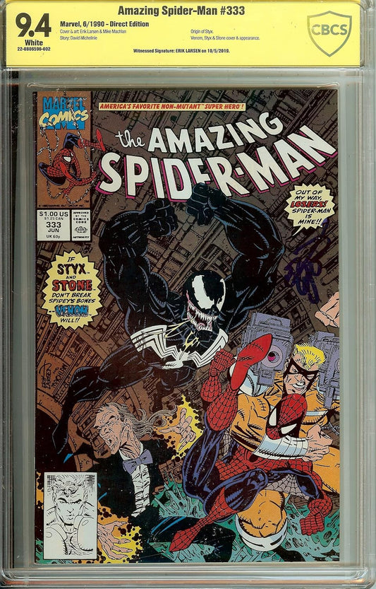 Amazing Spider-Man #333 1st Venom on Cover Signed Erik Larsen CGC 9.4