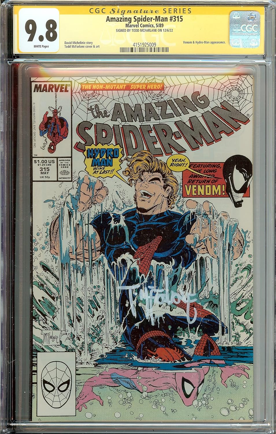 *SIGNED* SPIDER-MAN #315 CGC 9.8 Signed by Todd McFarlane 1st Venom on Cover