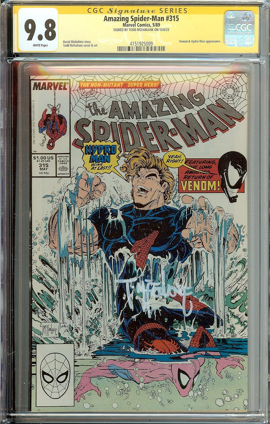 *SIGNED* SPIDER-MAN #315 CGC 9.8 Signed by Todd McFarlane 1st Venom on Cover